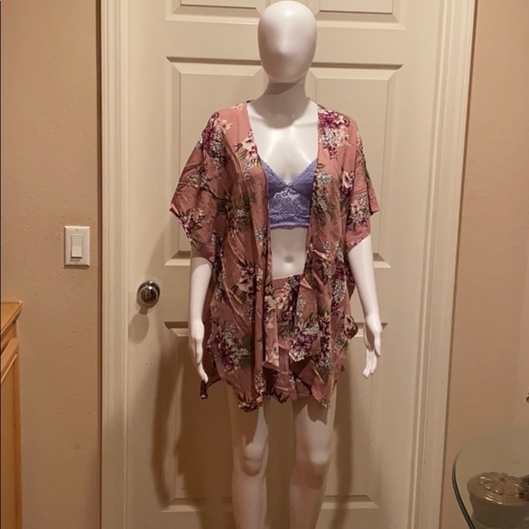 Pants - Mauve floral print short set